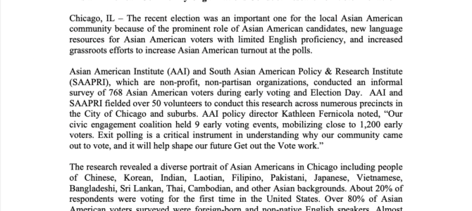 Report – Asian American Community Organizations Conduct Research on Voter Behavior