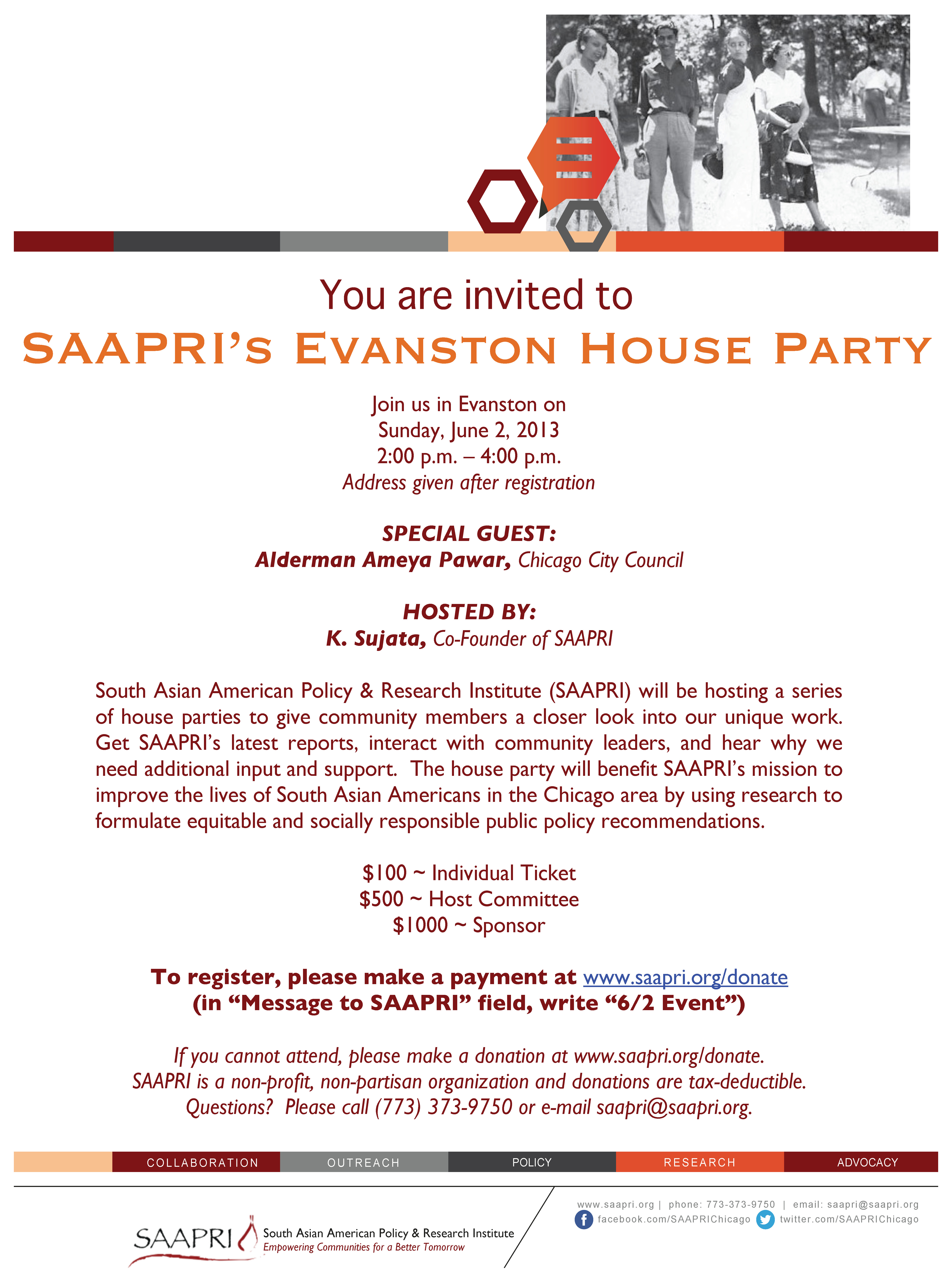 SAAPRI Evanston House Party Invitation